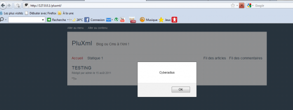PluXml xssed 2